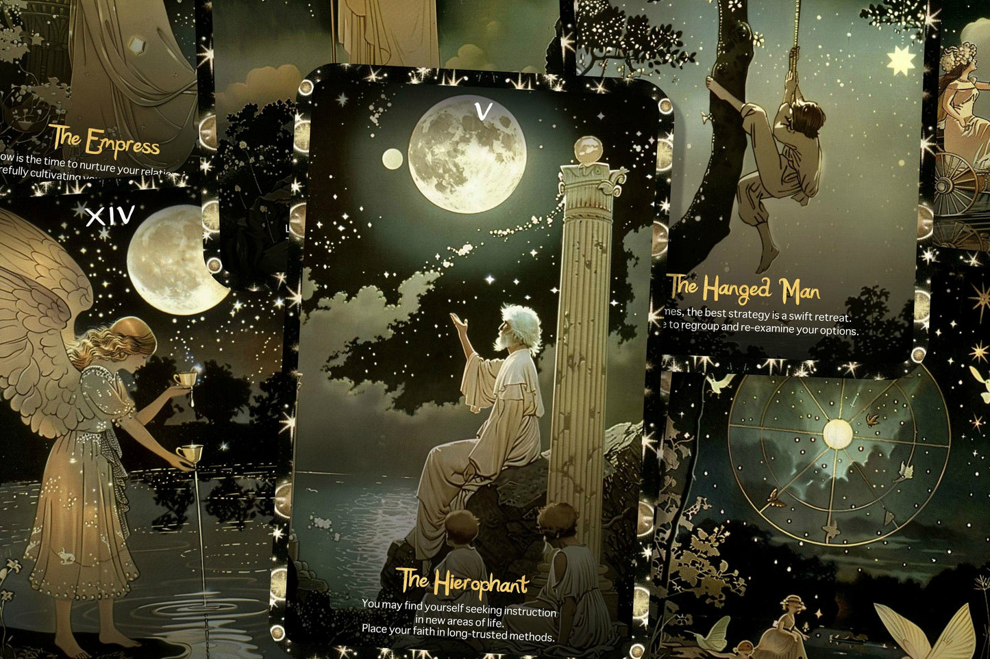 Angelic Moon Tarot - 22 Major Arcana - Opens the door to intuitive understanding and Spiritual Growth - Divination tool - Major Arcana Cards