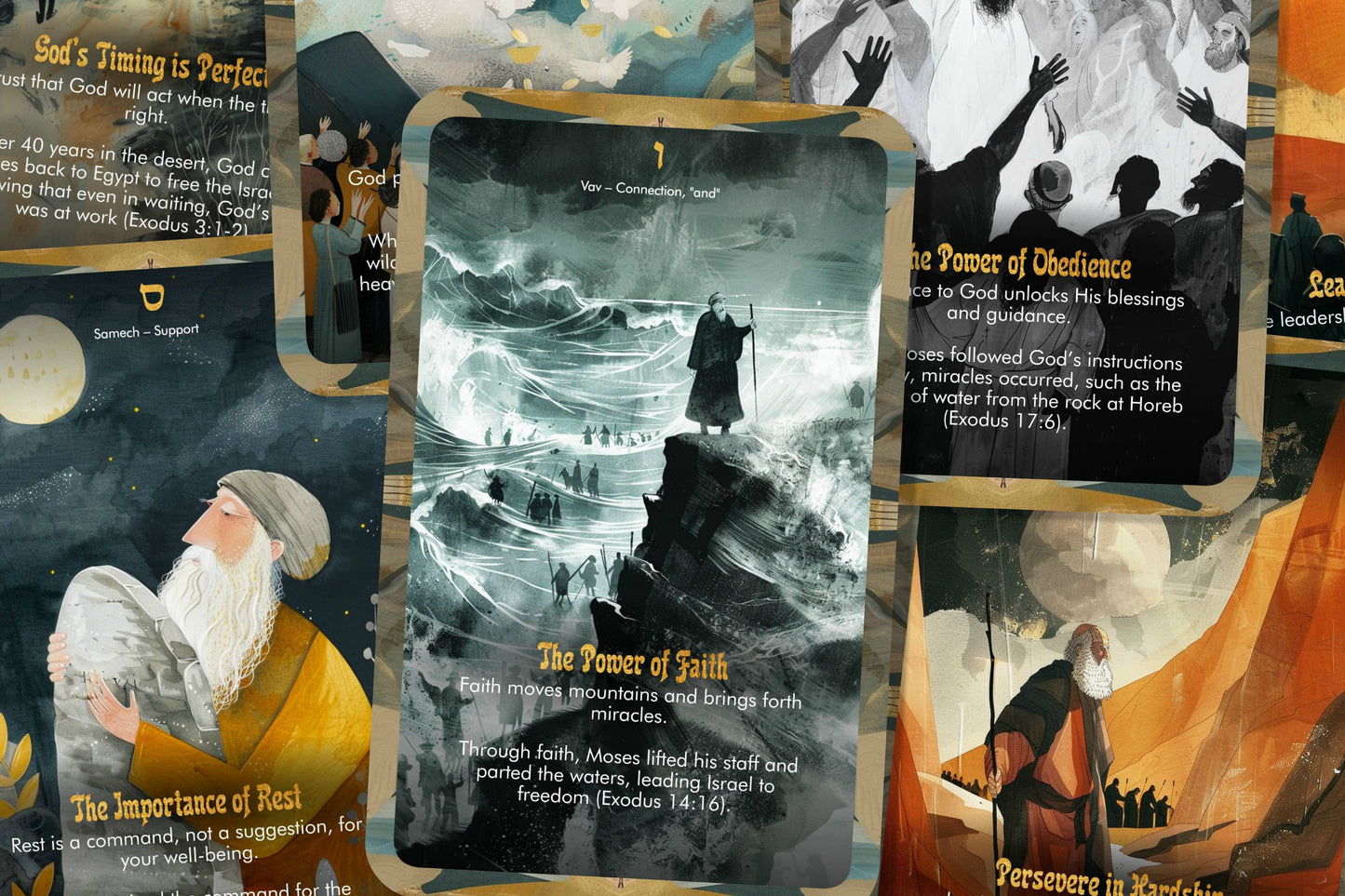 The Oracle of Moses - Leader and prophet - Oracle cards - Divination tools - Kabbalah Letters - Jewish Mindful Cards