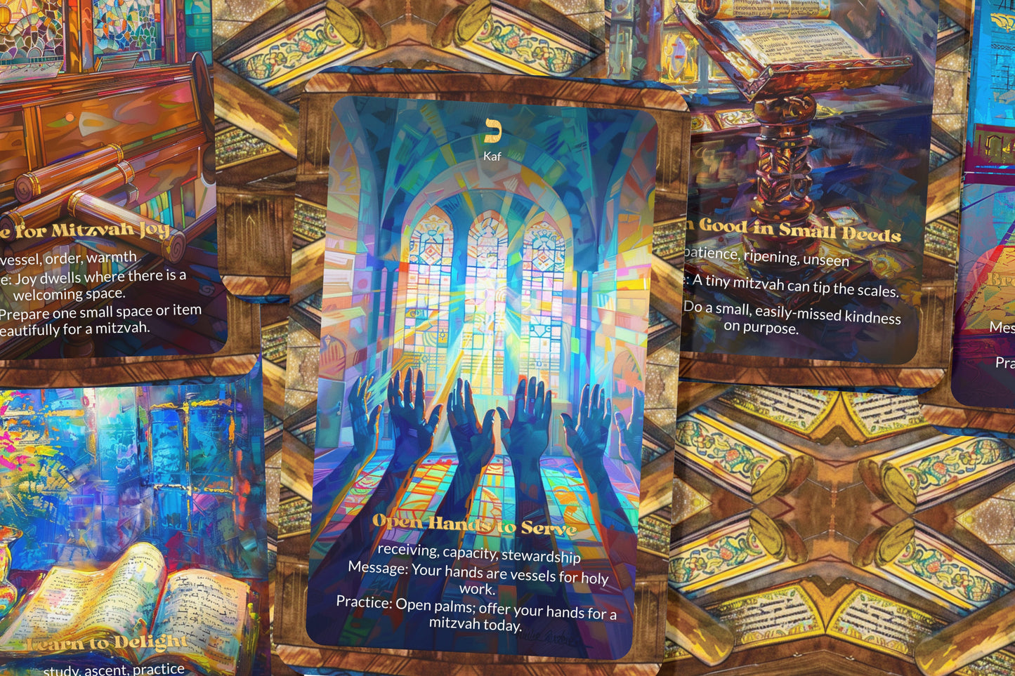 Simcha Shel Mitzvah Oracle – Joy of the Commandments – 22 Oracle Cards – Serve With Happiness