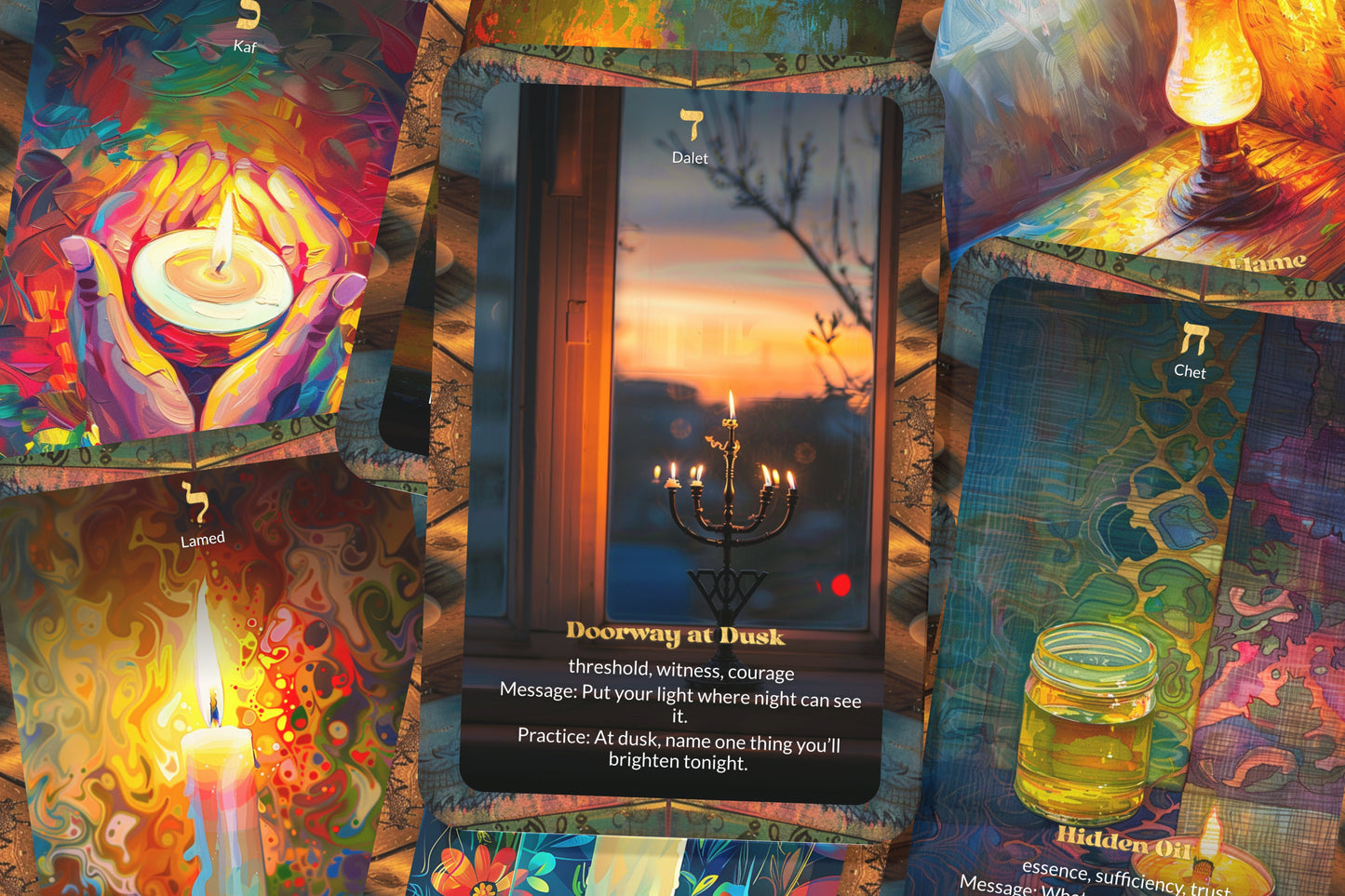 The Light of Chanukah Oracle – 22 Oracle Cards – Eight Flames of Hope