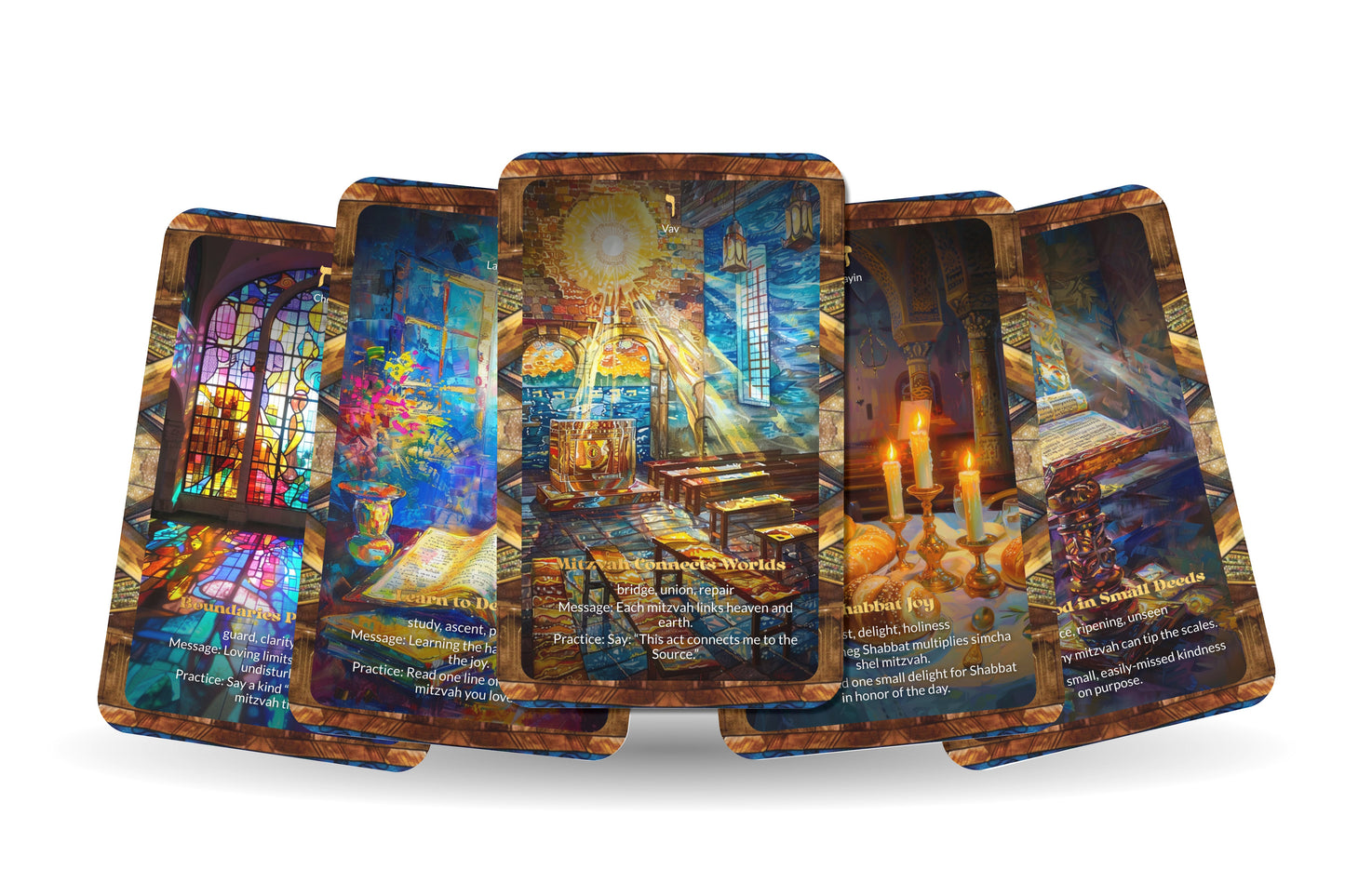 Simcha Shel Mitzvah Oracle – Joy of the Commandments – 22 Oracle Cards – Serve With Happiness