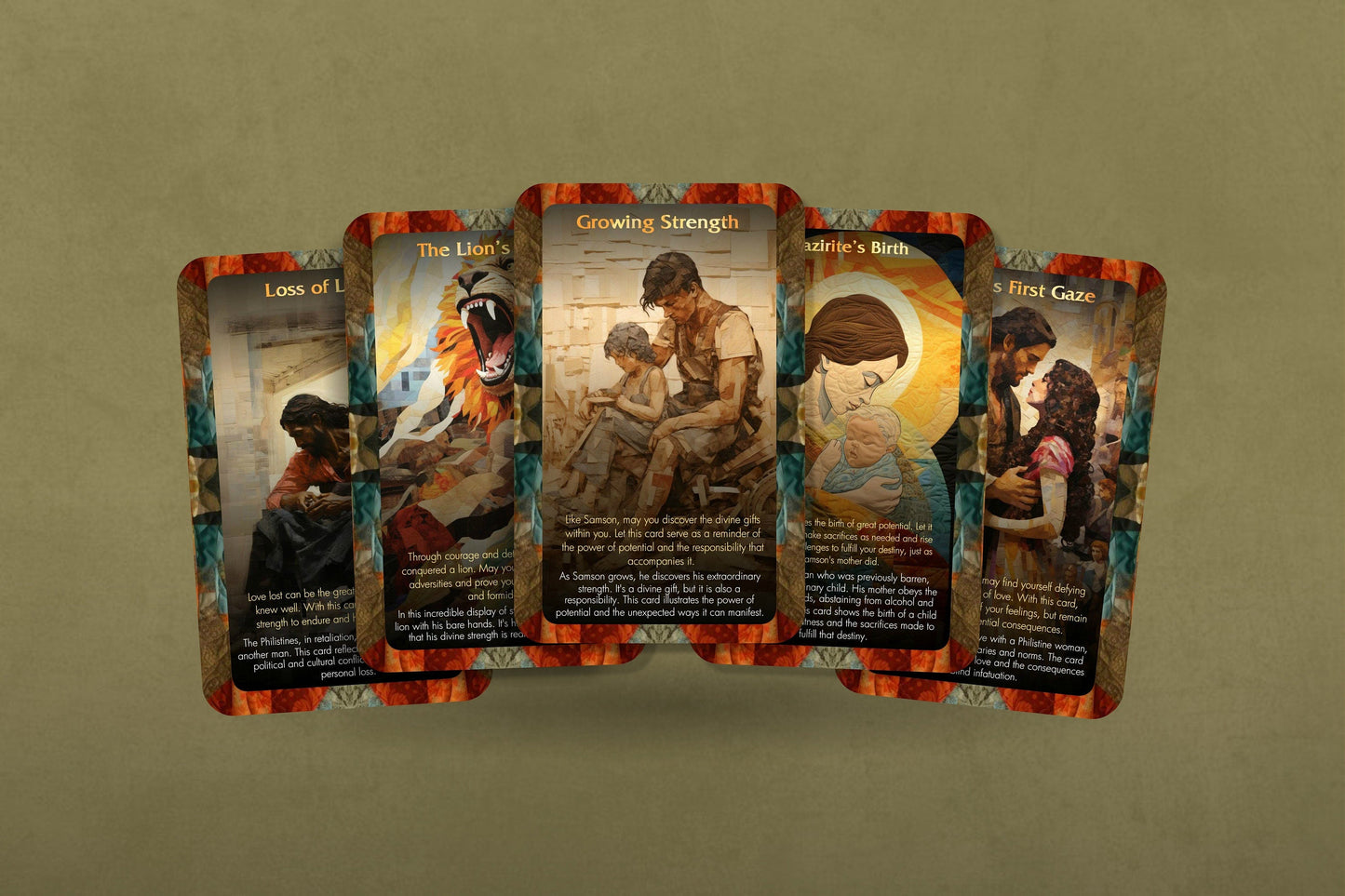 Lion's Heart Oracle - Your guide to the power and passion of Samson's story - Oracle Cards - Samson -  Oracle Deck - Divination tools